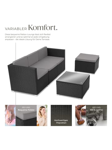 tectake rattan Sitzgruppe Lignano mit Tisch aus Sicherheitsglas