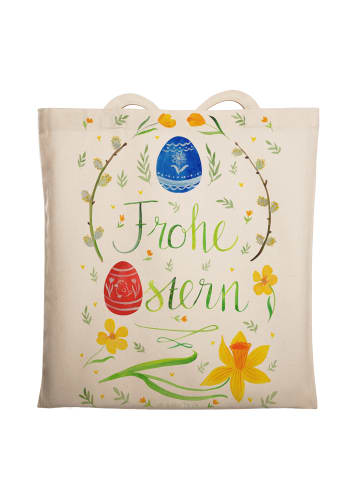 Mr. & Mrs. Panda Strandtasche Ostern Frohe Ostern mit Spruch in Creme