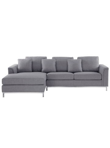 Beliani Ecksofa OSLO in Grau/Silber - (W) 270 x (H) 64 x (L) 151 cm