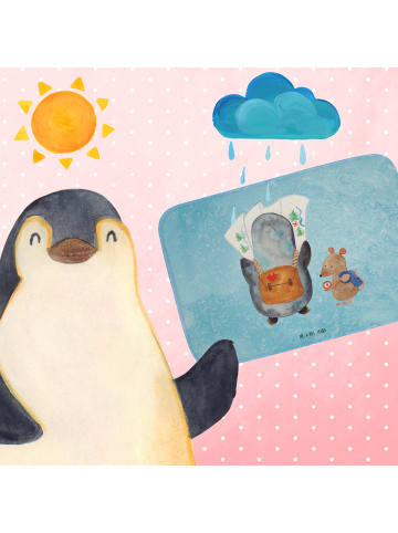 Mr. & Mrs. Panda Badematte Pinguin & Maus Wanderer ohne Spruch in Eisblau