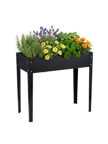 relaxdays Hochbeet in Schwarz- (B)85 x (H)80 x (T)40 cm