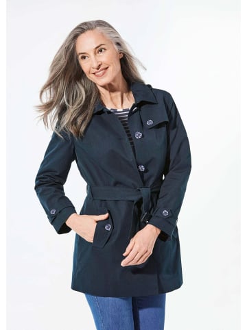GOLDNER Kurzgröße: Kurzmantel im Trenchcoat-Stil in marine