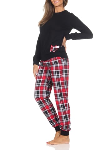 NORMANN Schlafanzug Pyjama langarm Bündchen Tiermotiv - 87115 in schwarz