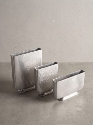 Vase 3er Set rechteckig, massives und gebürstetes Aluminium