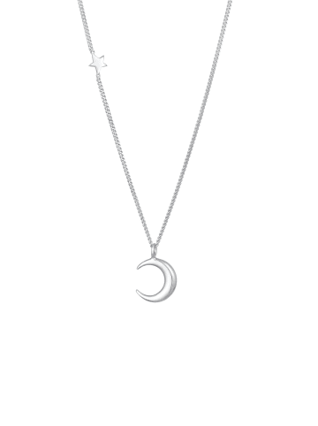 Elli Halskette 925 Sterling Silber Halbmond, Sterne in Silber