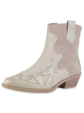VAN HILL Cowboy Boots Marilyn in Beige Gold