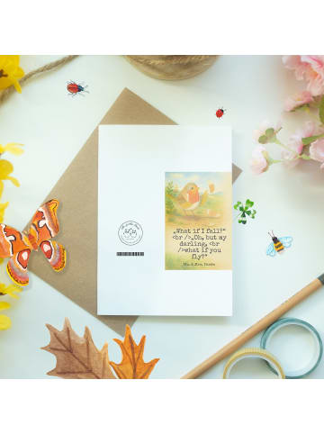 Mr. & Mrs. Panda Grußkarte Rotkehlchen Federn Design mit Spruch in Weiß