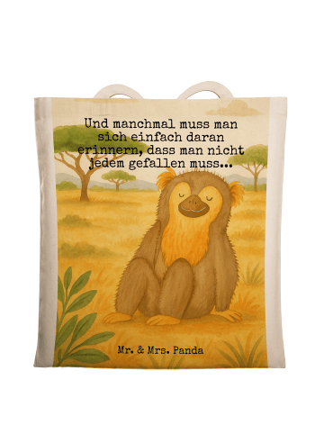 Mr. & Mrs. Panda Tragetasche Affe Design mit Spruch in Weiß