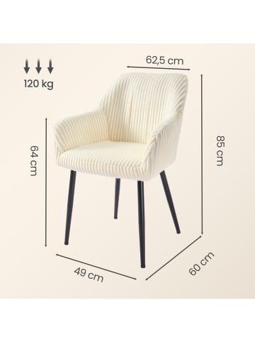 SONGMICS 6er-Set: Esszimmerstuhl in Weiß-Schwarz - (B)62.5 x (H)85 x (T)60 cm