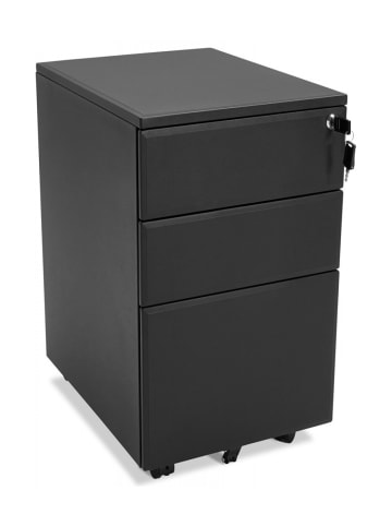 KADIMA DESIGN Metall Bürobox mit Rollen Schubladen | Mobile Büro Rollcontainer in Schwarz