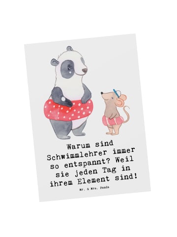 Mr. & Mrs. Panda Postkarte Entspannte Schwimmlehrer mit Spruch in Weiß