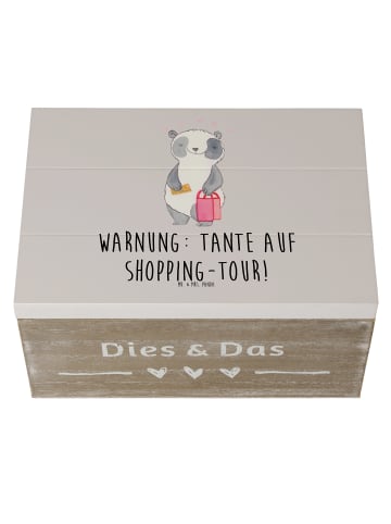 Mr. & Mrs. Panda Erinnerungsbox Tante Shopping mit Spruch in Grau Pastell