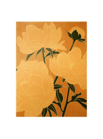 WALLART Leinwandbild Gold - Moderne Pfingstrosen II in Orange