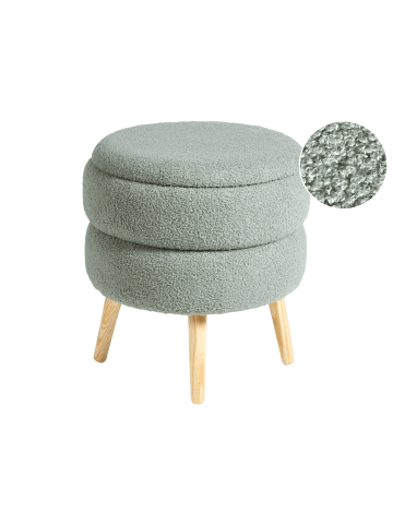 Beliani Hocker OKATON in Grün/Braun - (W) 44 x (H) 48 x (L) 44 cm