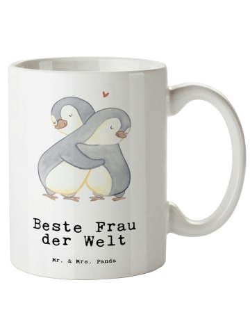 Mr. & Mrs. Panda Teebecher Pinguin Beste Frau der Welt mit Spruch in Weiß