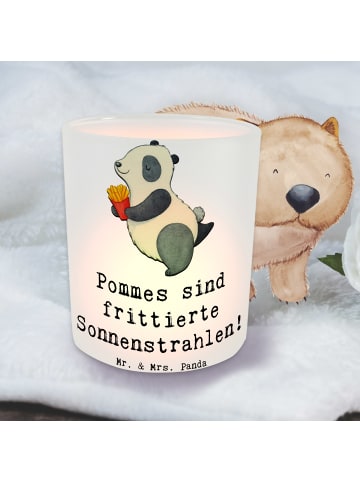 Mr. & Mrs. Panda Kerzenglas Panda beflügelt Pommes mit Spruch in Transparent