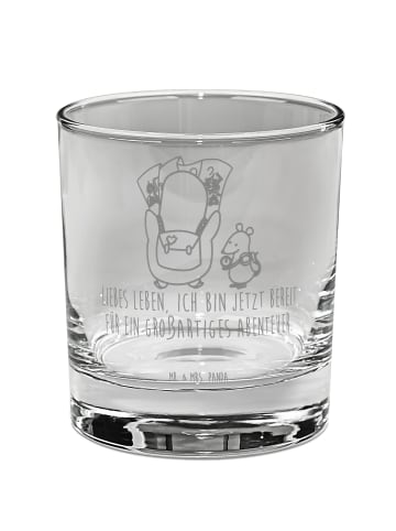 Mr. & Mrs. Panda Wasserglas Pinguin & Maus Wanderer mit Spruch in Transparent