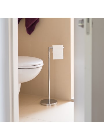 relaxdays Toilettenpapierhalter in Silber - (H)69 x ø16,5 cm