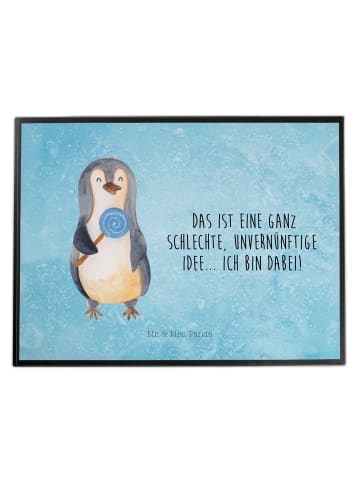 Mr. & Mrs. Panda Schreibtischunterlage Pinguin Lolli mit Spruch in Eisblau