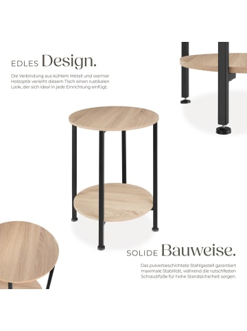 tectake Beistelltisch Ballina 45 x 64 cm, Industrial Holz hell, Eiche Sonoma