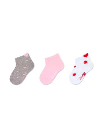 Sterntaler Sneaker-Socken Herzen, 3er-Pack in hellgrau mel.