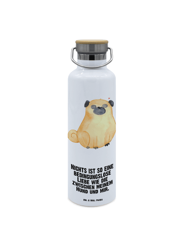 Mr. & Mrs. Panda Trinkflasche Mops mit Spruch in Weiß