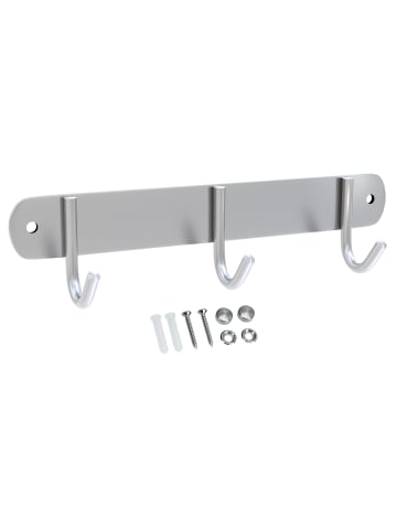 Intirilife Garderobenleiste - Kleiderhaken Garderobe in Silber - Modell E ( 3 Haken)