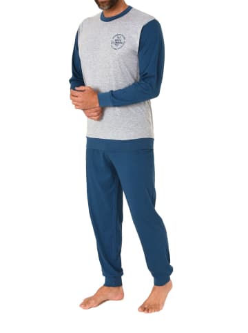 NORMANN Schlafanzug langarm Bündchen - 88828 in grau-mel.