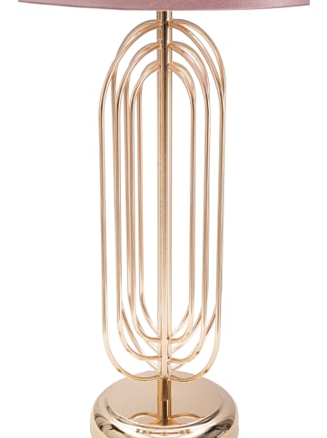 Mauro Ferretti Tischleuchte aus goldfarbenem Metall mit rosa Lampenschirm, Ø 28 x 55 cm
