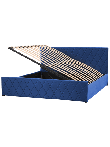 Beliani Doppelbett ROCHEFORT in Blau - (W) 190 x (H) 99 x (L) 214 cm