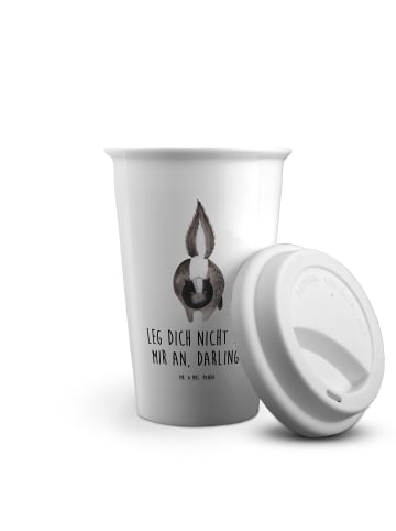 Mr. & Mrs. Panda Thermo Kaffeebecher Stinktier Angriff mit Spruch in Weiß