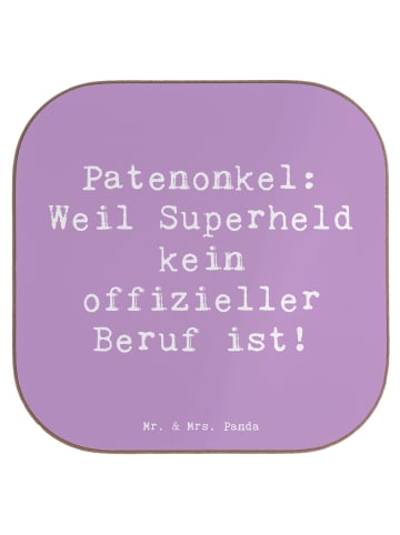 Mr. & Mrs. Panda Glas-Untersetzer Spruch Patenonkel Superheld mi... in Lavendeltraum