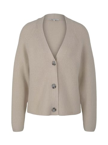 TOM TAILOR Denim Strickjacke V-NECK in Beige