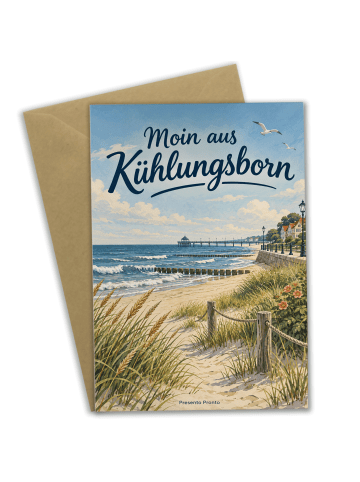 Glückwunschkarte Küstenlandschaft nostalgisch D... in Weiß