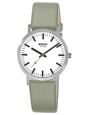 Boccia Damenuhr Titan mit Lederband Salbeigrün