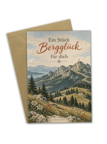 Grußkarte Berg zeitlos Design mit Spruch in Weiß