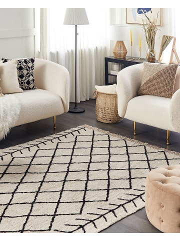 Beliani Kurzflor BOZKIR in Beige/Schwarz - (W) 160 x (H) 1.2 x (L) 230 cm