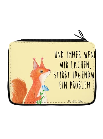 Mr. & Mrs. Panda Federmappe Eichhörnchen Blume Motiv mit Spruch in Gelb Pastell