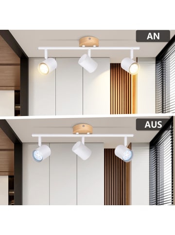 ZMH Deckenleuchte in Weiß 3-flammige GU10 Holz Modern Deckenspots Max.25W