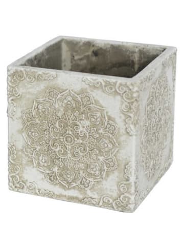 AltoBelli Blumentopf MARONI Beige mit Ornament ECKIG Zement 13x13 cm