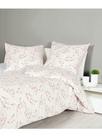Traumschloss Soft-Seersucker Sommer Bettwäsche - kameerosa flieder in weiß