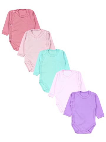 TupTam Unisex Baby Wickelbody Langarm 5er Set in rosa/grün
