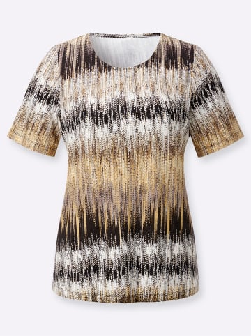 WITT WEIDEN Kurzarmshirt in gelb-schoko-bedruckt