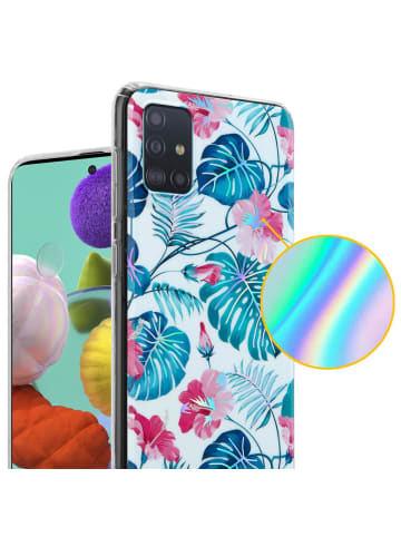 cadorabo Hülle für Samsung Galaxy A51 4G / M40s Blumen Muster in SCHILDKRÖTENBLÄTTER