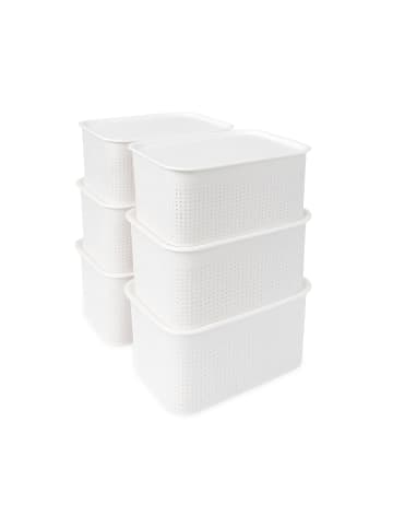 relaxdays 6 x Aufbewahrungsbox in Weiß – 5 L