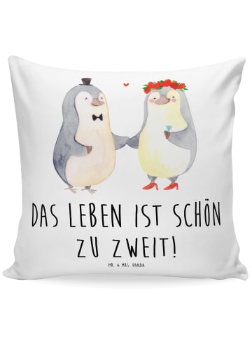 Mr. & Mrs. Panda Kissen Pinguin Heirat mit Spruch in Weiß