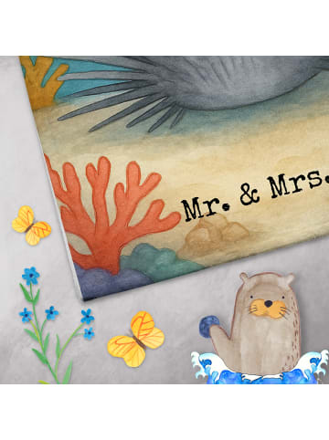 Mr. & Mrs. Panda Handtuch Seeigel Design ohne Spruch in Weiß