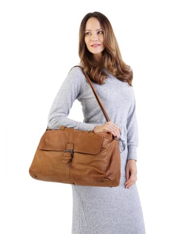 Cluty Reisetasche echt Leder in cognac