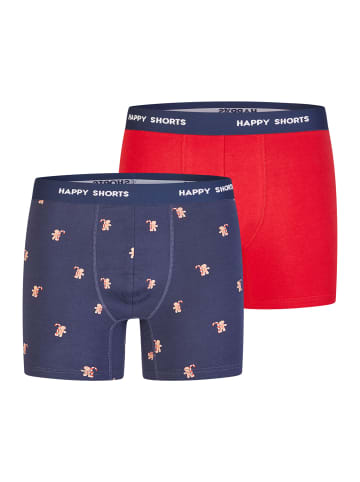 Happy Shorts Boxer Christmas in navy/ red Gingerbreadmen