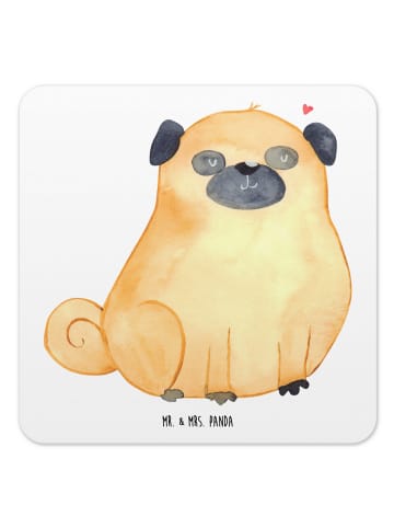 Mr. & Mrs. Panda Tassenuntersetzer Mops ohne Spruch in Weiß